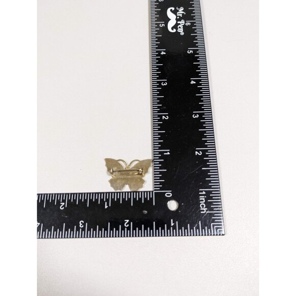 Vintage Green Enamel Stripe Butterfly Pin - Picture 6 of 6